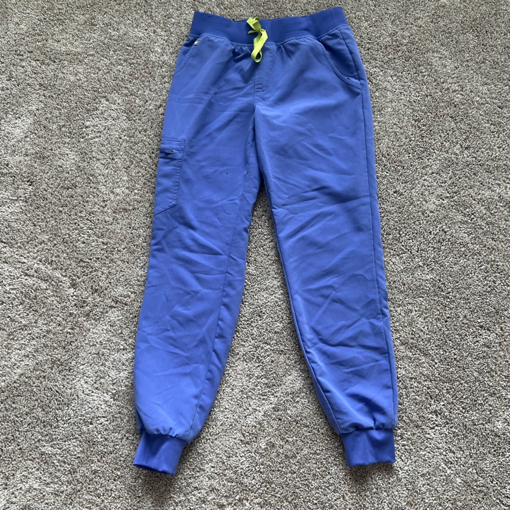 Blueberry Zamora jogger Pants with Neon Green Drawstring FIGS